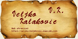 Veljko Kalaković vizit kartica